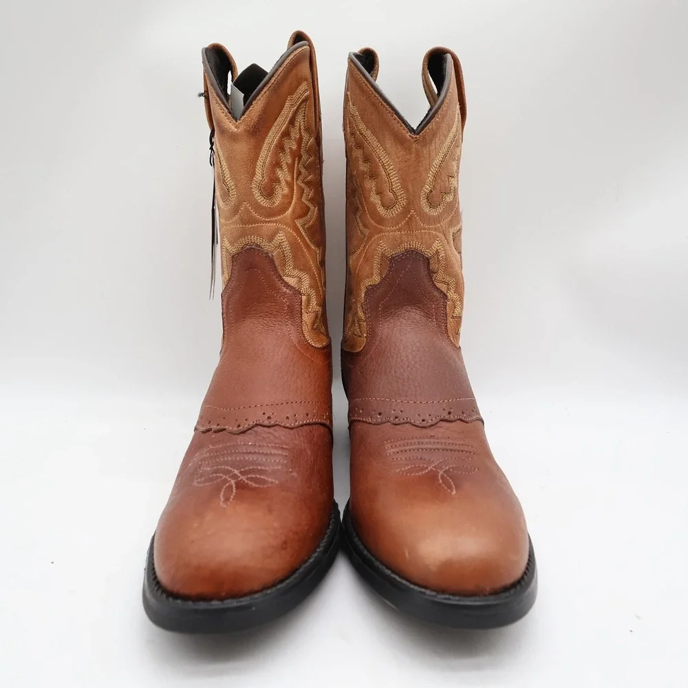 Old West 1936 Western Boots Kids 3.0 Brown Leather NWT
